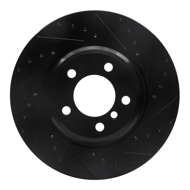 BMW 760LI Brake Rotor (1) - Front Right - R1 Concepts - Drilled & Slotted - Black - `02-`08